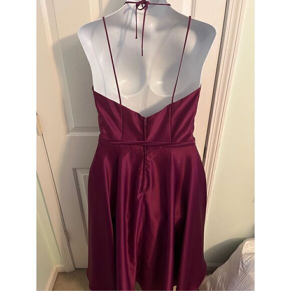 Morilee Madeline Gardner NY Burgundy Formal Dress. Open back.  Size 16 - Picture 7 of 11